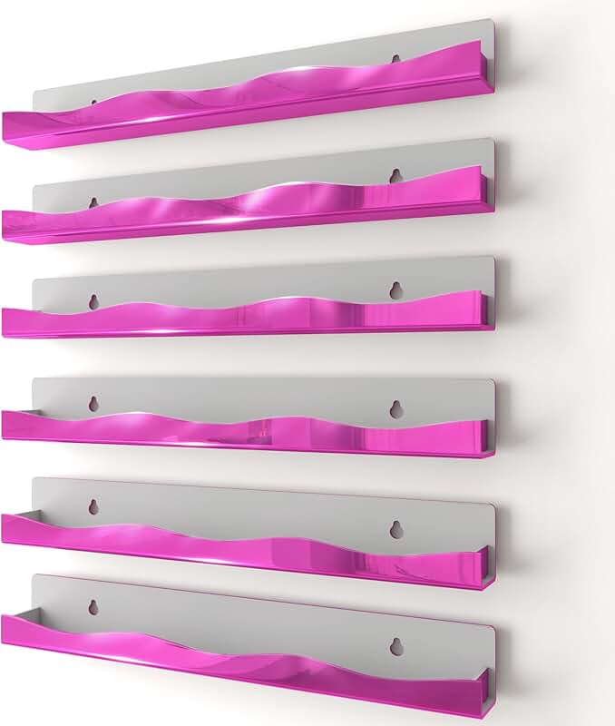 Pink wall-mounted nail polish and makeup organizer, 15 inches