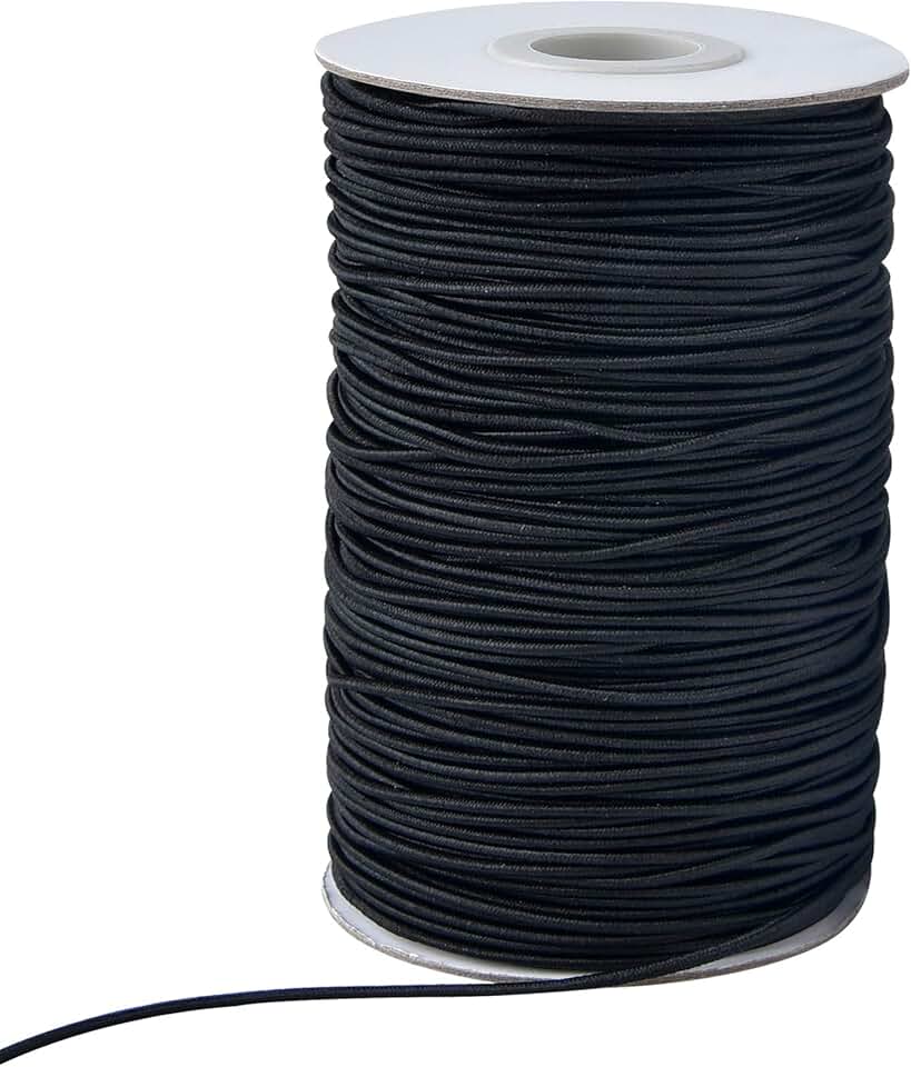 Black 2mm Elastic Cord for Jewelry and Crafting