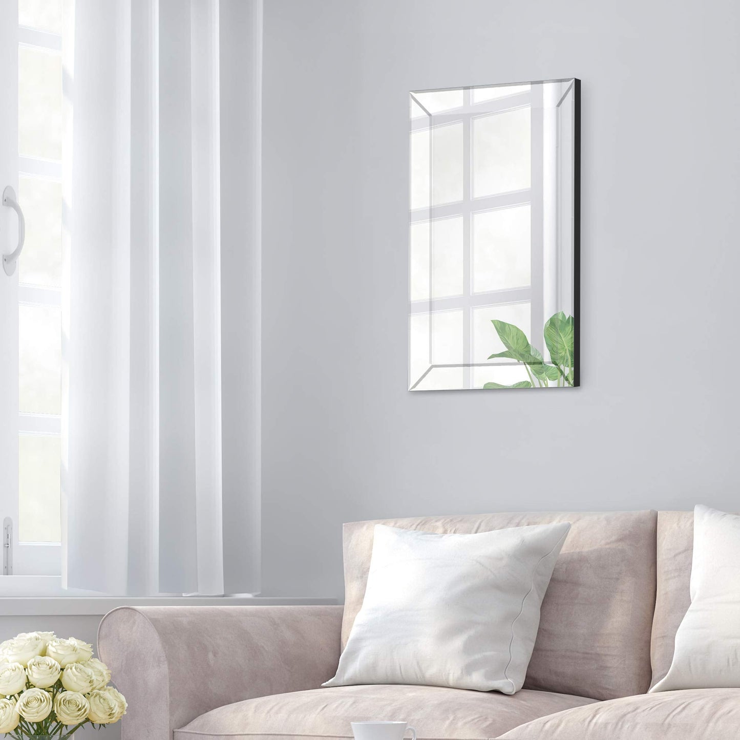 16" x 24" Beveled Wall Accent Mirror With Angled Beveled Mirror Frame