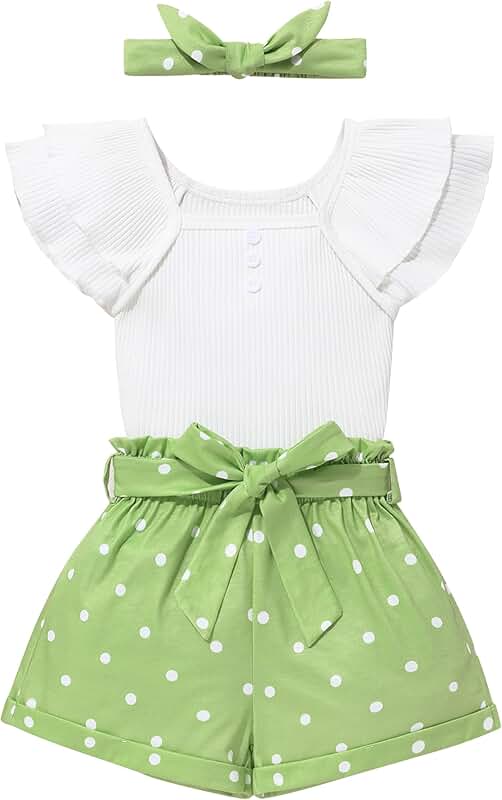 Toddler Girls Ruffle Top and Shorts Set with Headband