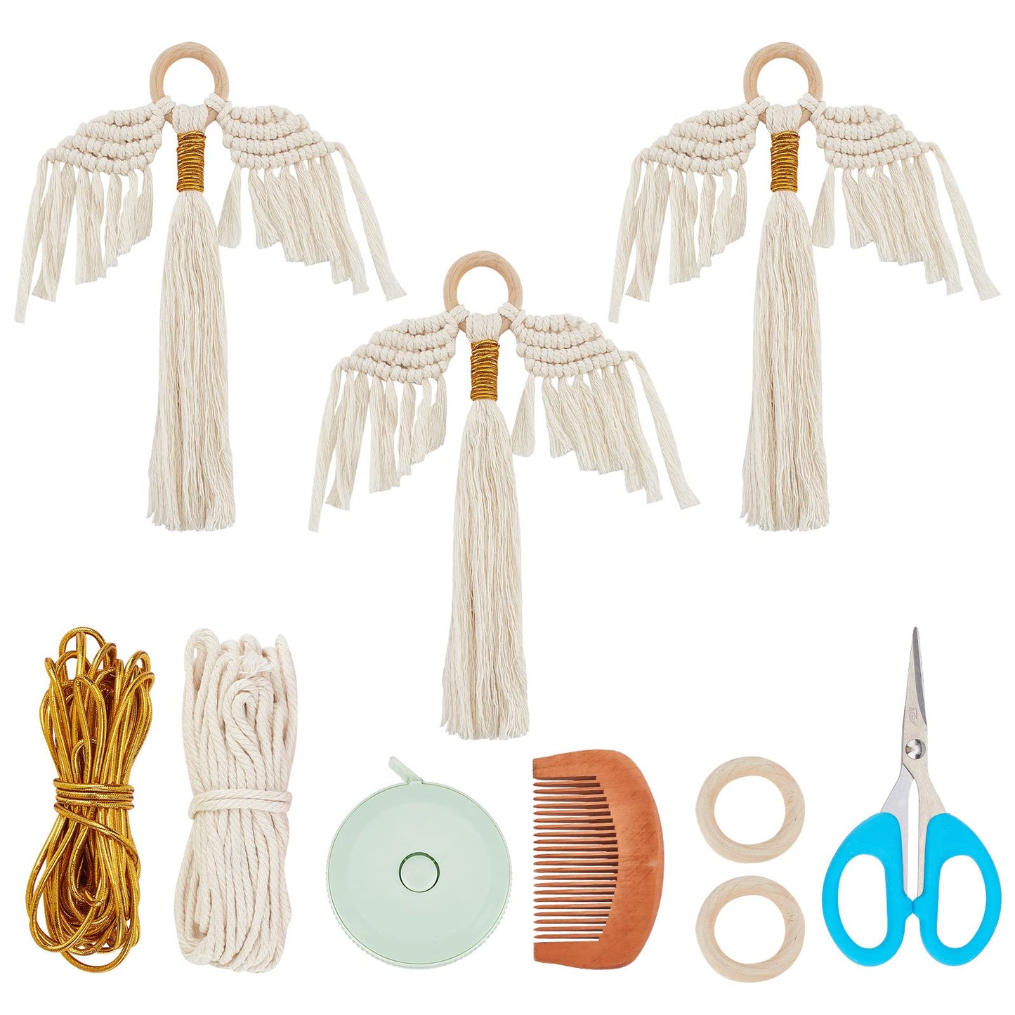 Boho Angelic Macrame DIY Kit with Wooden Rings