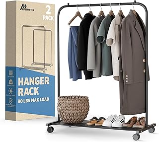 Pack of 2 Metal Clothes Racks with Wheels