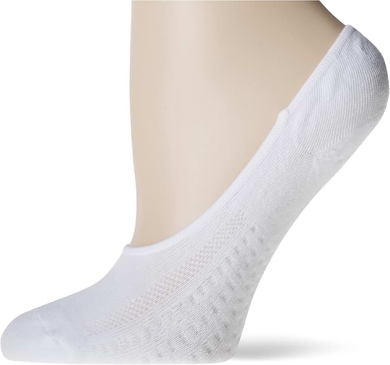 Women's White Cushion Mid Cut No Show Socks, 6 Pairs