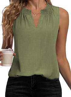 Women’s Summer Smocked V-Neck Sleeveless Tank Top