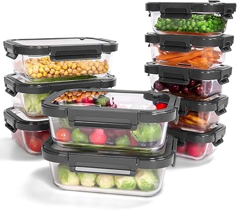 Set of 10 Glass Food Storage Containers with Lids