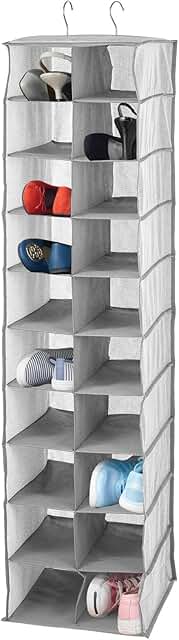 Large Gray Fabric Closet Organizer with 20 Shelves
