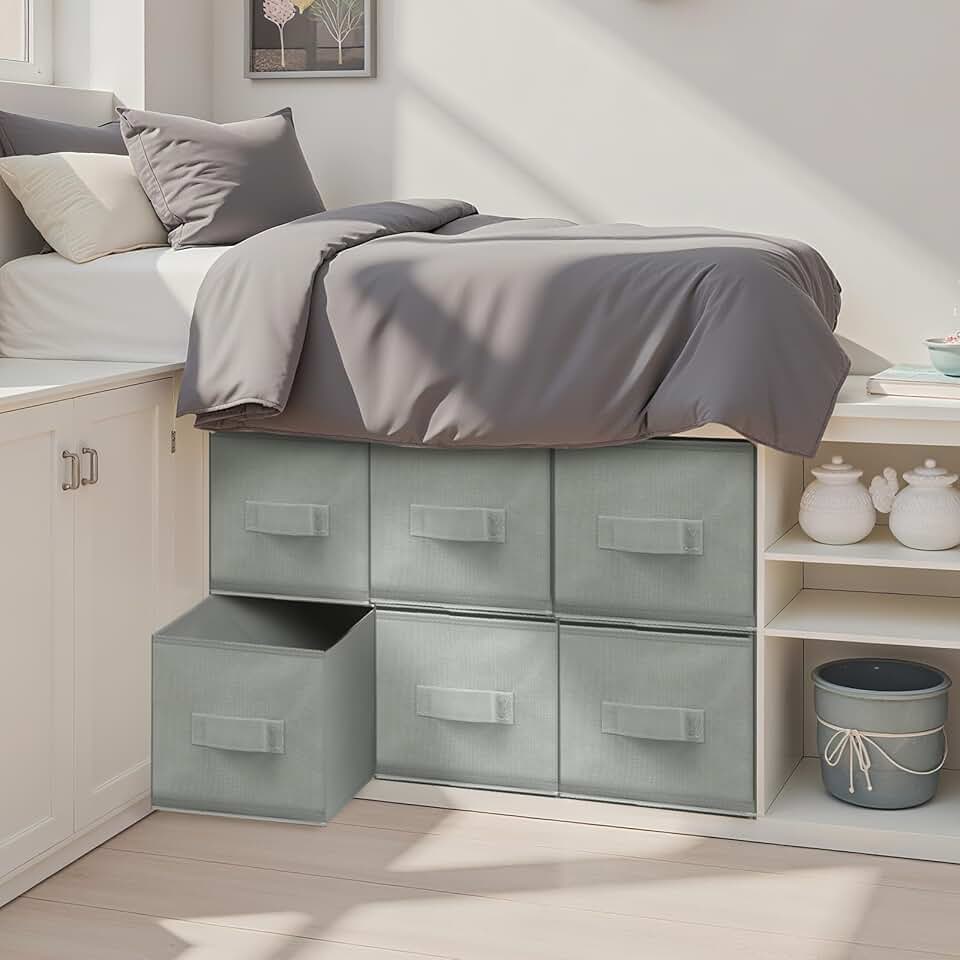 Six Pack Stackable Fabric Storage Drawers