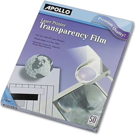 Transparency Film for Laser Jet Printer and Copier, 50 Sheets