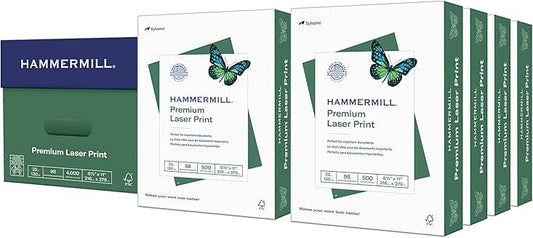 Premium 32 lb Laser Printer Paper, 8.5 x 11, 8 Reams