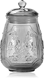 Vintage Crystal Relief Glass Candy Dish with Lid