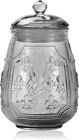 Vintage Crystal Relief Glass Candy Dish with Lid