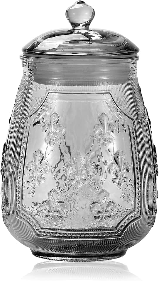 Vintage Crystal Relief Glass Candy Dish with Lid