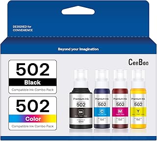 502 Ink Bottle Replacement for Epson Printers, 4 Bottles