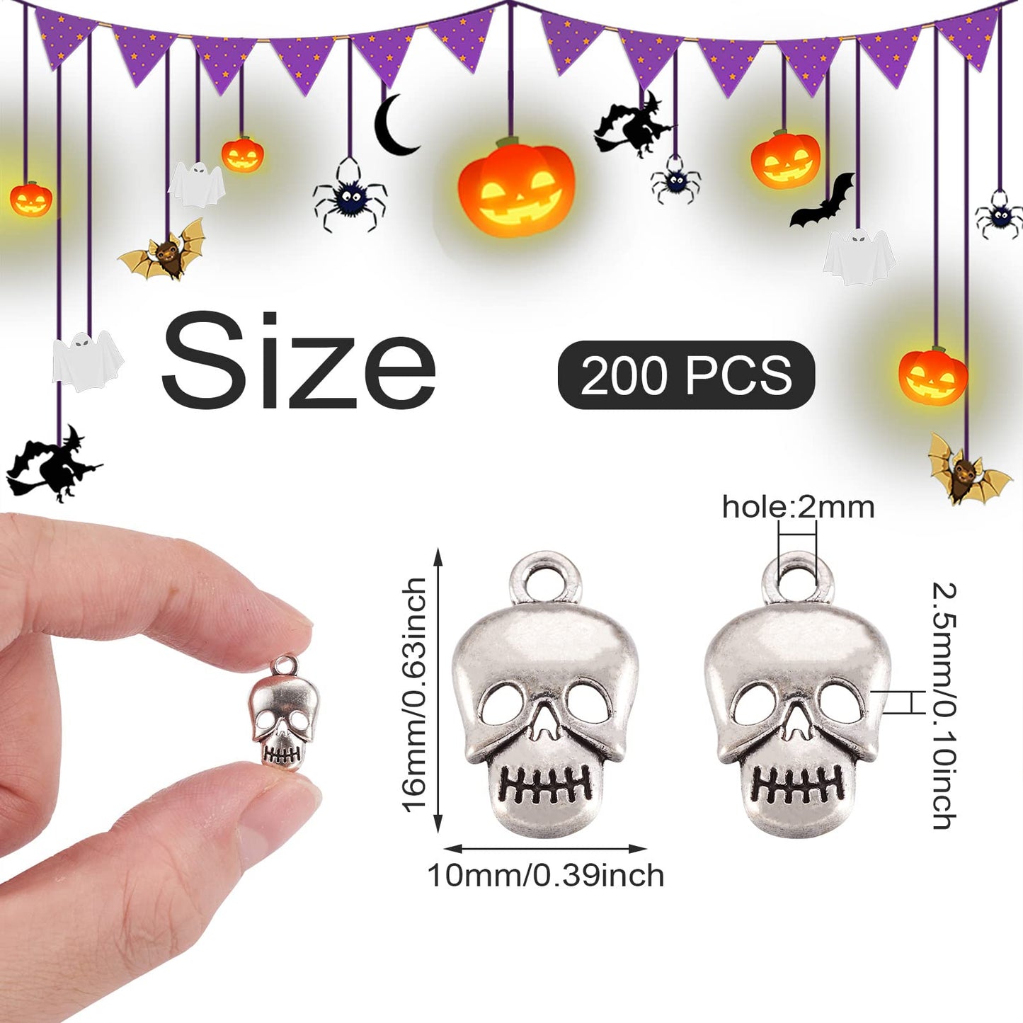 200pcs Antique Silver Alloy Head Pendants for Jewelry Making