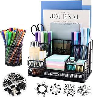 Desk Organizer with 7 Compartments and Clips