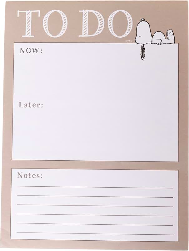 Snoopy To-Do List Notepad, 150 Sheets, Daily Organizer
