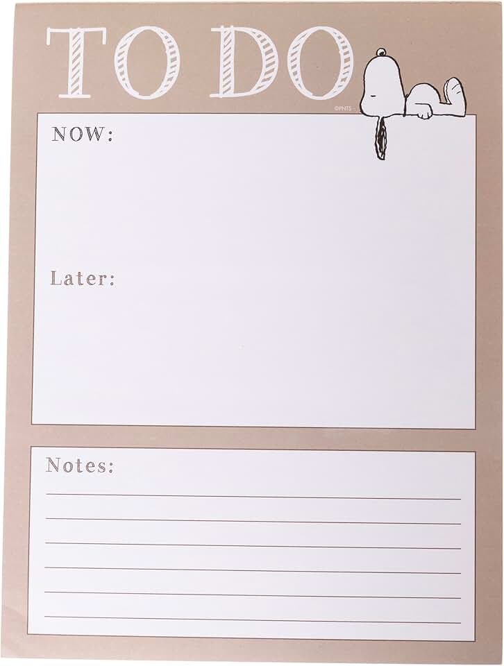 Snoopy To-Do List Notepad, 150 Sheets, Daily Organizer