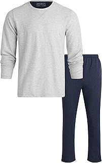 Men's Thermal Pajama Set with Long Sleeve Top and Sweatpants