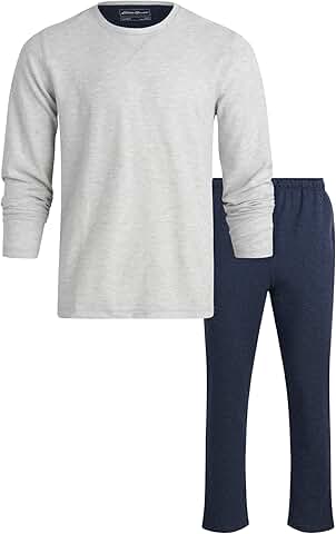 Men's Thermal Pajama Set with Long Sleeve Top and Sweatpants
