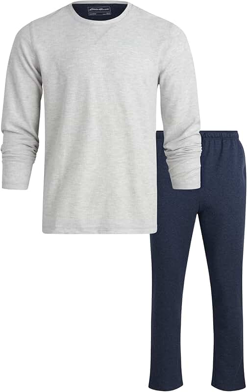 Men's Thermal Pajama Set with Long Sleeve Top and Sweatpants