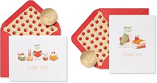 Thank You Cards with Animals and Books, 20 Count