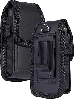 Leather Flip Phone Case with Belt Loop and Magnetic Closure