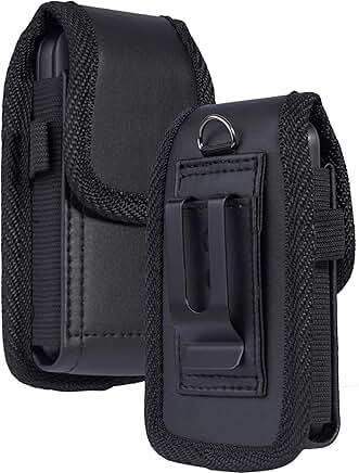 Leather Flip Phone Case with Belt Loop and Magnetic Closure