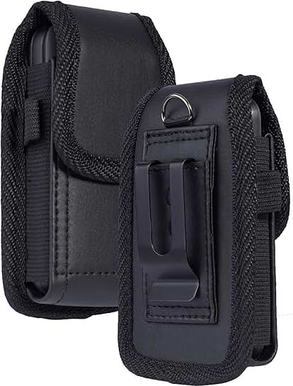Leather Flip Phone Case with Belt Loop and Magnetic Closure