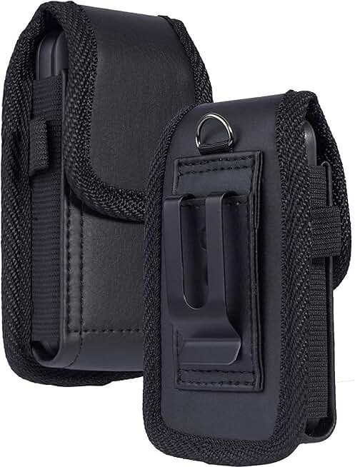 Leather Flip Phone Case with Belt Loop and Magnetic Closure