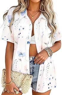 Casual Short Sleeve Floral Hawaiian Shirt for Women