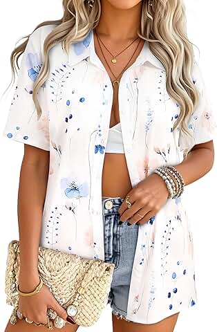 Casual Short Sleeve Floral Hawaiian Shirt for Women