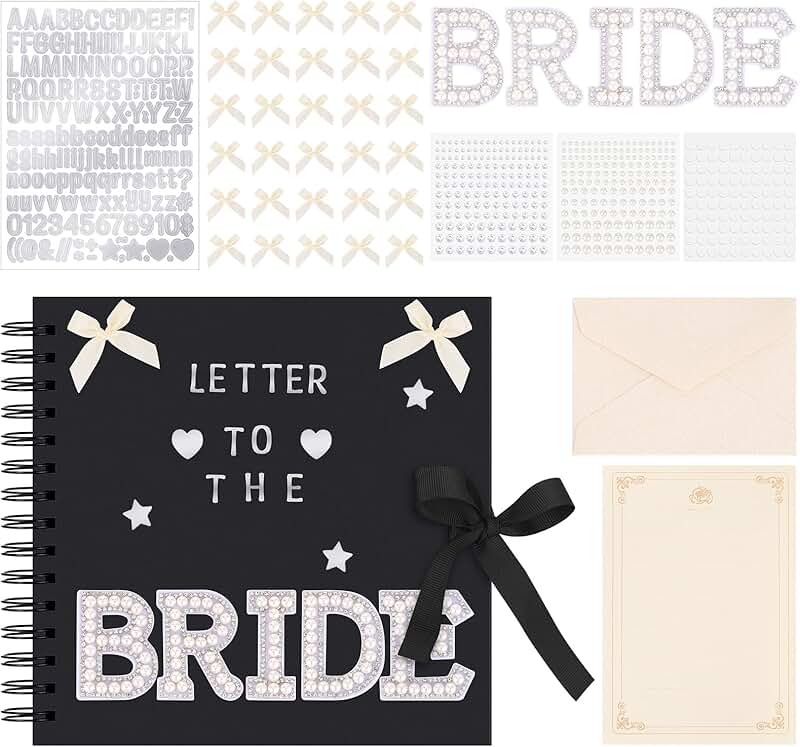8x8 Inch Wedding Scrapbook with Letters and Accessories