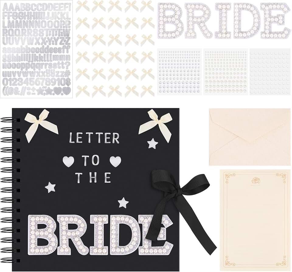 8x8 Inch Wedding Scrapbook with Letters and Accessories