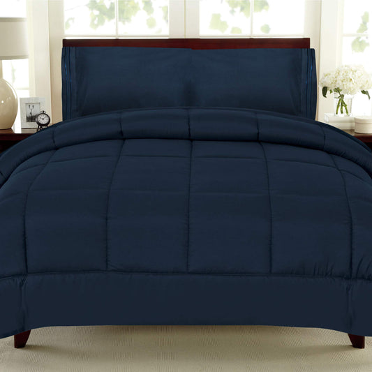 White Goose Down Alternative Comforter, Full, Navy