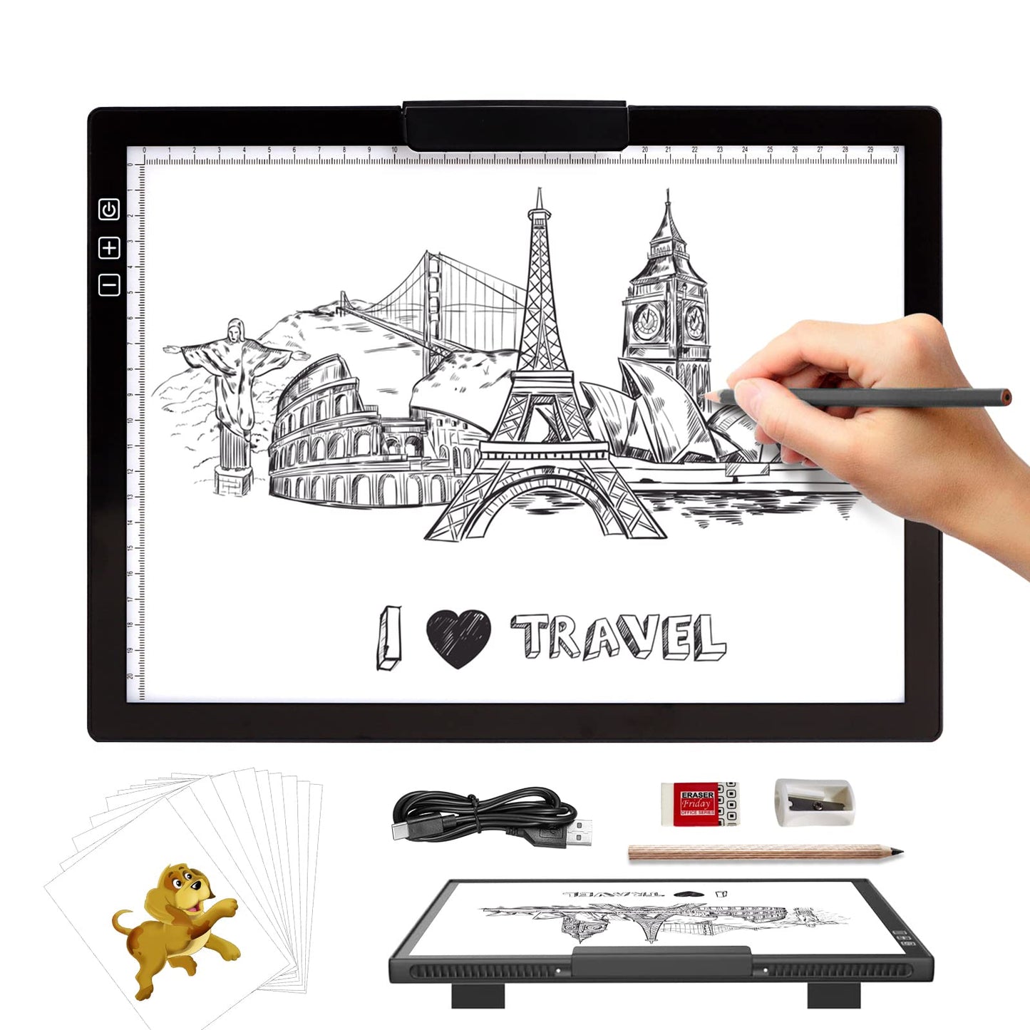Wireless A4 LED Light Pad with Stand and Dimmable Brightness