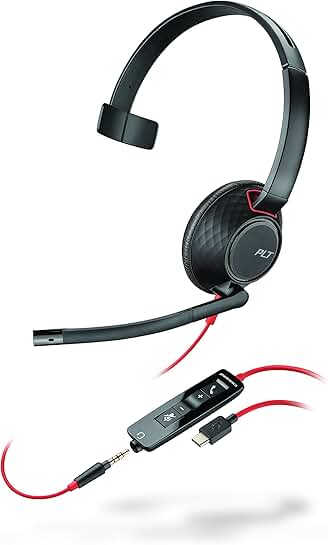 Wired Mono USB-C Headset with Boom Mic