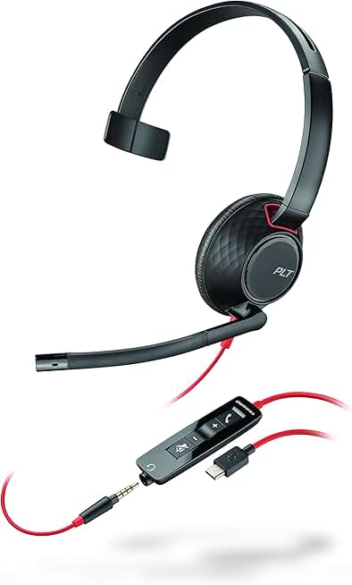 Wired Mono USB-C Headset with Boom Mic