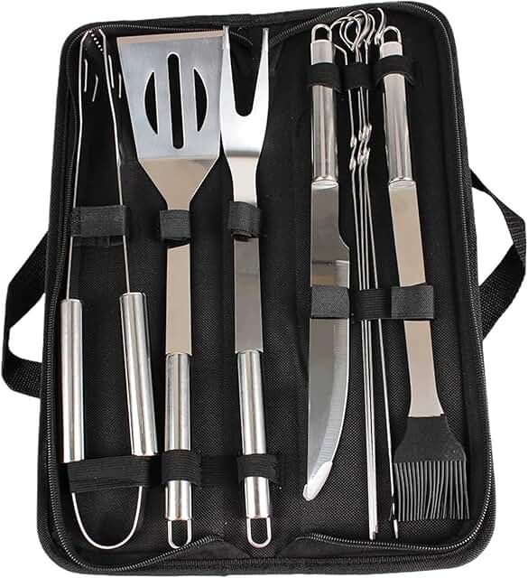 Stainless Steel BBQ Utensil Set for Camping and Outdoor Grilling
