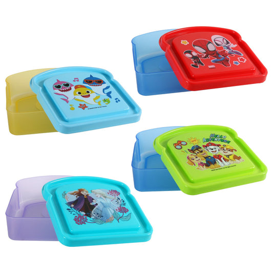 Character Plastic Sandwich Containers with Lids (Pack 24)