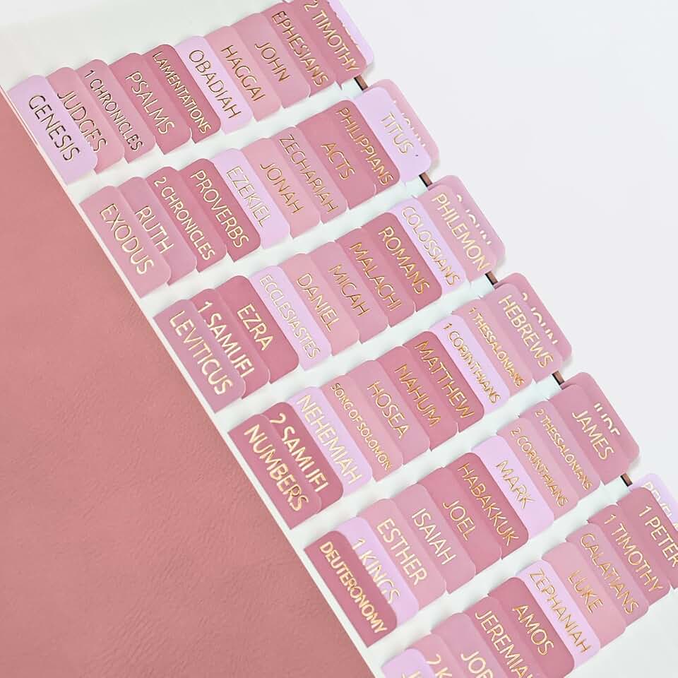 Large Print Bible Book Tabs in Pastel Pink