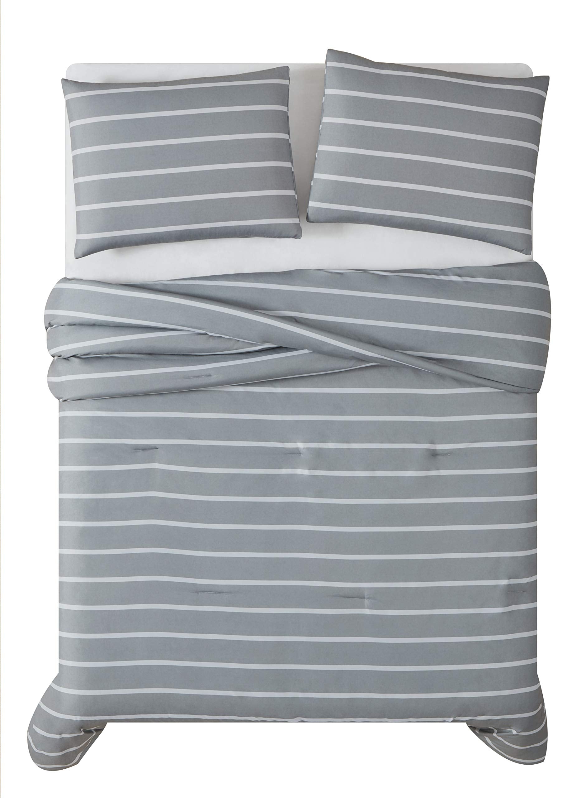 Truly Soft Maddow Stripe Comforter Set, Full/Queen, Grey