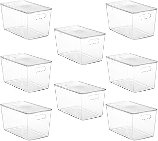 8 Clear Stackable Storage Bins with Lids