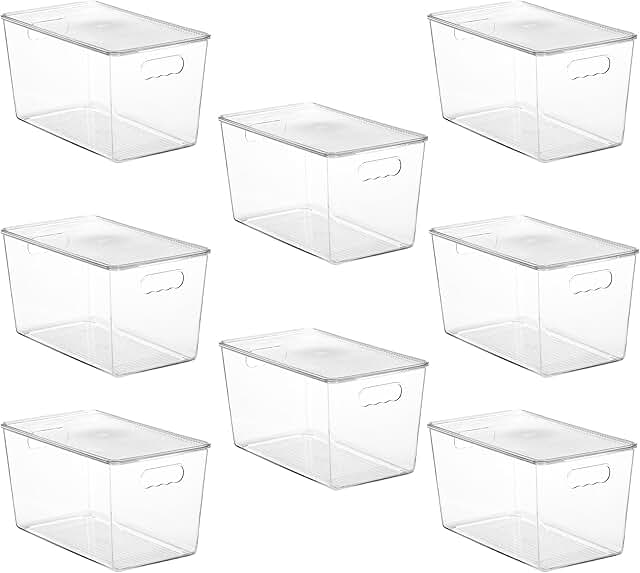 8 Clear Stackable Storage Bins with Lids