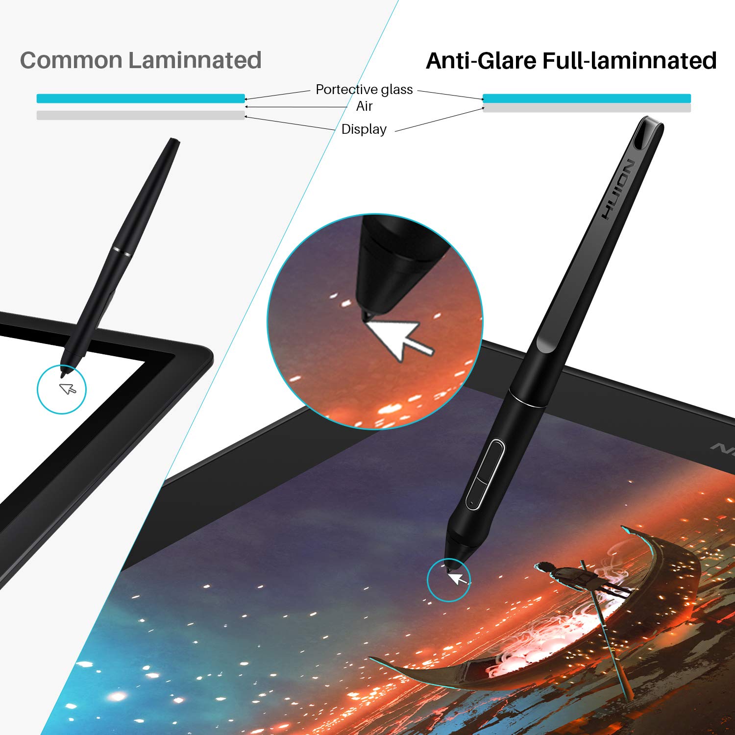 KAMVAS Pro 16 Graphics Drawing Tablet with Screen Full-Laminated Tilt Battery-Free Stylus Touch Bar Adjustable Stand, Compatible with Windows, Mac and Linux, 15.6inch Pen Display
