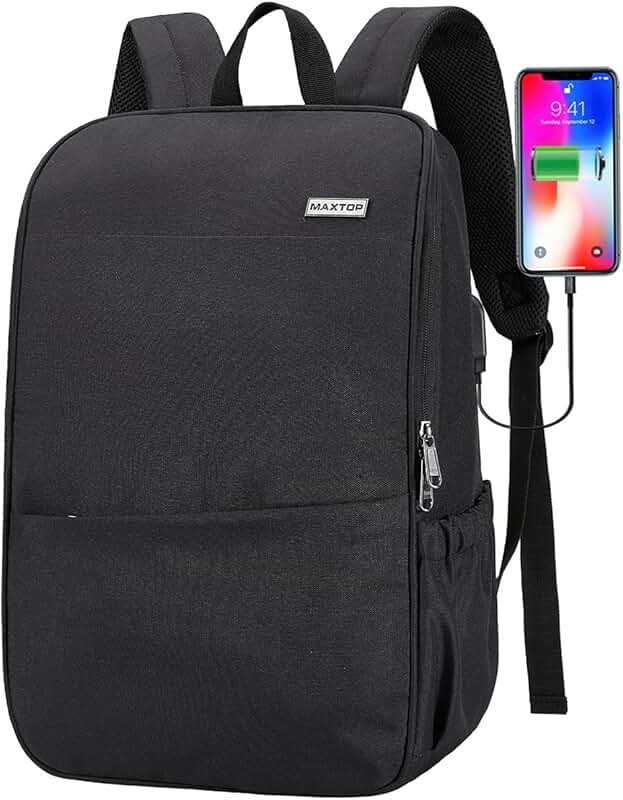 Deep Storage Laptop Backpack with USB Port and Water Resistance