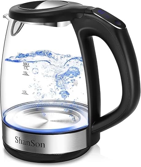1.7L Electric Glass Kettle with Touch Screen and Auto Shut-off