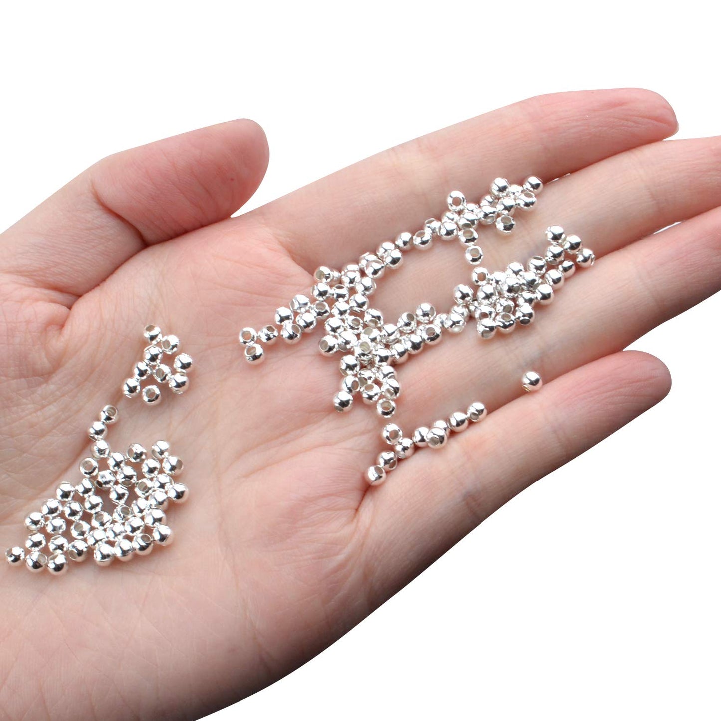 3mm Silver Crimp Beads for Jewelry Making, 1000 Pieces