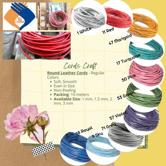 2.0mm Round Leather Cord for Jewelry Making and Crafts