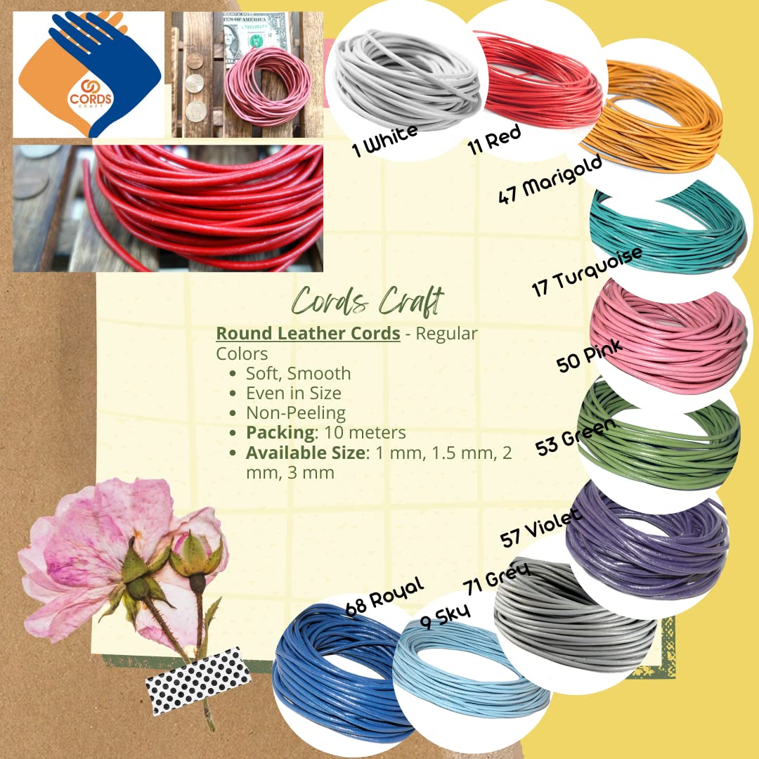 1.0mm Round Leather Cord for Jewelry and Craft Projects