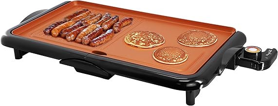 Copper Coated Electric Grill and Griddle with Adjustable Temperature